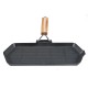 Tigaie grill din fontă cu mâner pliabil din lemn, 35x21 cm | Tigaie grill din fontă | Tigaie din fontă |