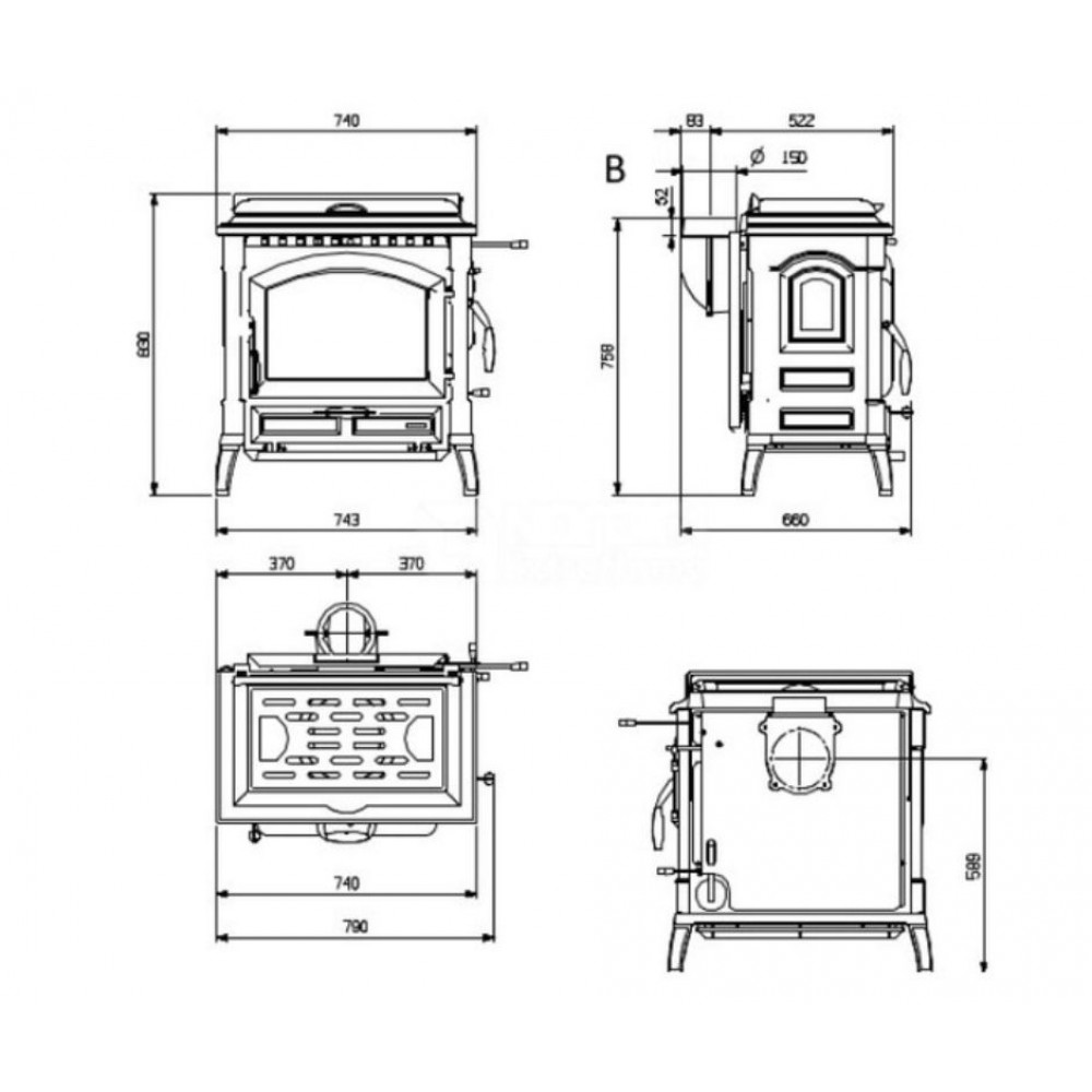 Italienă sobă de fontă semineе pe lemne La Nordica Isetta con cerchi EVO 4.0 cu plită, 7.3kW | Sobe și șeminee italiene pe lemne |  |