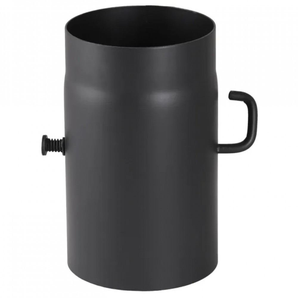Burlan din oțel negru PARKANEX cu clapetă, Drept, Lungime 0,25m, Ø130, Grosime 2mm | Burlane Soba | Cosuri de Fum |