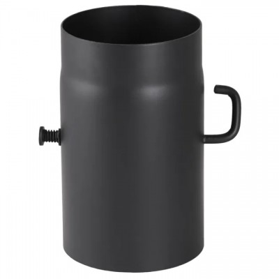Burlan din oțel negru PARKANEX cu clapetă, Drept, Lungime 0,25m, Ø130, Grosime 2mm - Burlane Soba