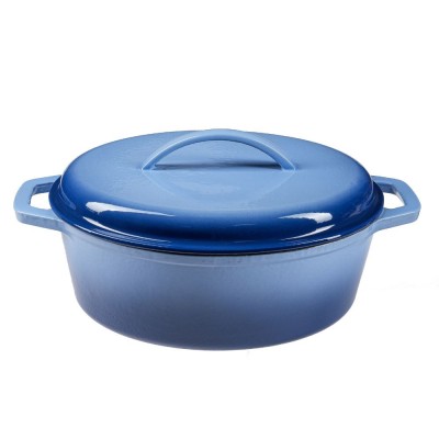 Oală din fontă emailată, Albastru, oval, 33x27см - Compară produse