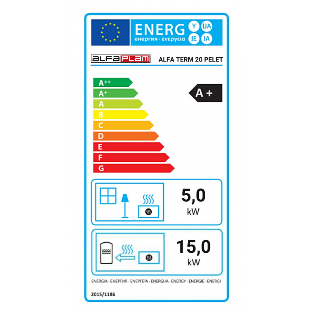 Sobe de Gatit pe Lemne cu schimbător de căldură Alfa Plam Alfa Term 20 Pellet, 20kW | Seminee Peleti | Sobe Peleti |