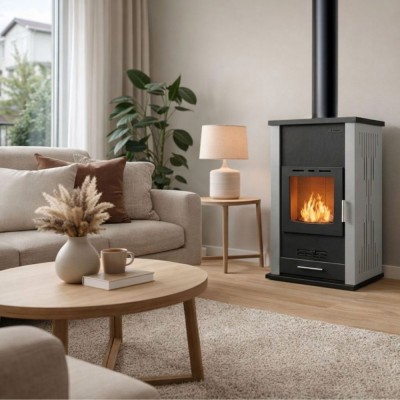 Termosemineu / Soba Tip Centrala Pe Lemne Velmora Fire ATS HYDRO gri, 33kW - Sobe pe Lemne