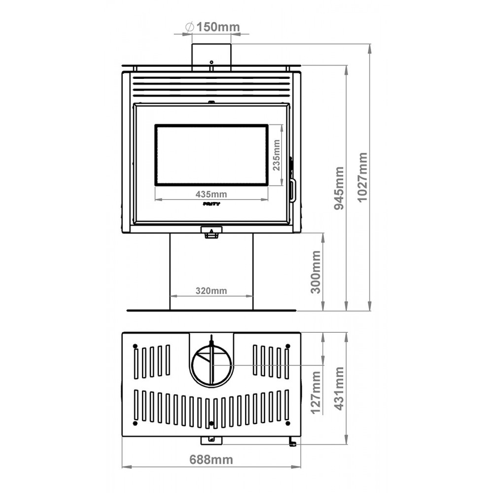 Semineu pe Lemne / Soba Pe Lemne Prity, Model PM3L E, Putere 10.8kW | Sobe pe Lemne | Semineе pe lemne |