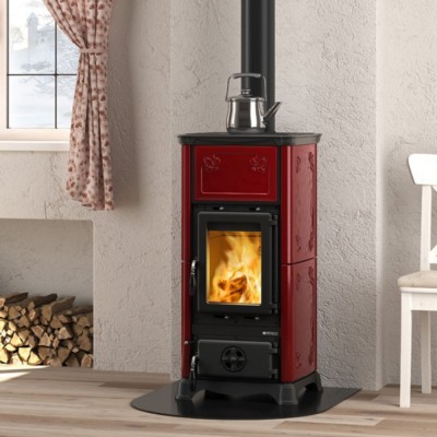 Soba italiana pe lemne cu cuptor La Nordica Emiliana rosie, 6.5kW - La Nordica