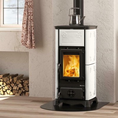 Soba italiana pe lemne cu cuptor La Nordica Emiliana alb, 6.5kW - La Nordica