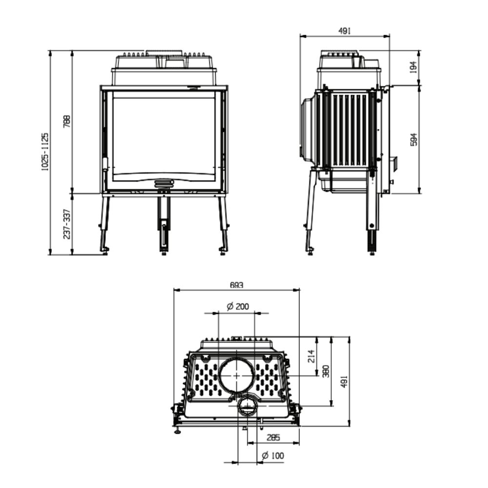 Focar din fontă italian Focare Seminee din Fonta La Nordica Focolare 70 Piano, 7.0kW | Sobe și șeminee italiene pe lemne |  |