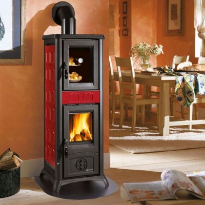 Semineu italian pe lemne cu cuptor La Nordica Gemma Forno 5.0 roșu, 7.3kW - Sobe și șeminee italiene pe lemne