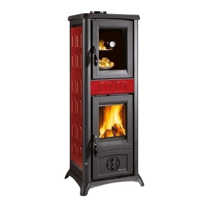 Semineu italian pe lemne cu cuptor La Nordica Gemma Forno 5.0 roșu, 7.3kW - Sobe și șeminee italiene pe lemne