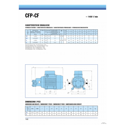 Pompă cu angrenaje monofazată pentru uleiuri SAER CFP, 3/4", putere 0,37 kW, debit 0,6 m³/h, înălțime de refulare 97 m - Pompe de apă