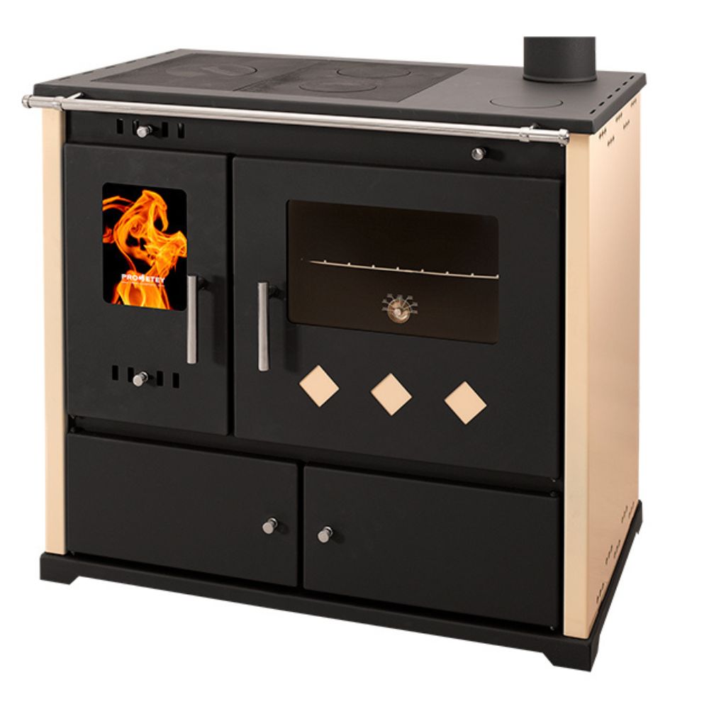 Soba De Gatit Pe Lemne Prometey Perfect Practik Lux, fildeș, canal drept, 9.5kW |  |  |