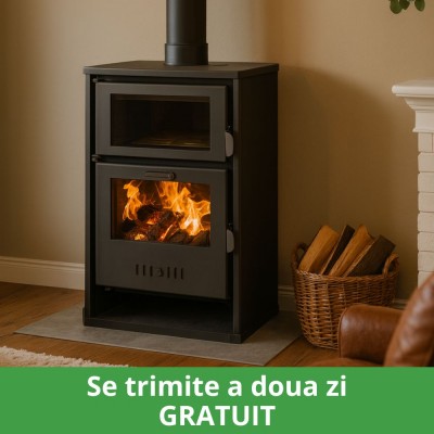 Termosemineu / Soba Tip Centrala Pe Lemne Balkan Energy Suzana, Cu Manta De Apa, Dotat Cu Cuptor Pentru Gatit, 11.6kW - 17.5kW - Termoseminee