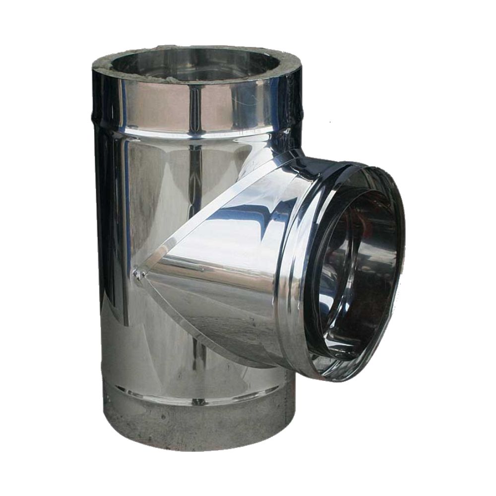 Teu Element Cos Fum cu capac, Perete dublu, Izolat, Inox AISI 304, Φ100-150 | Cos Inox Izolat | Cosuri de Fum |