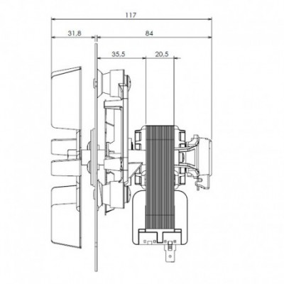 Ventilator pentru extragerea fumului TRIAL CAF15Y-120S pentru sobele Caminetti Montegrappa, Debit maxim de aer 225 m³/h - Ventilatoare și suflante sobe peleti