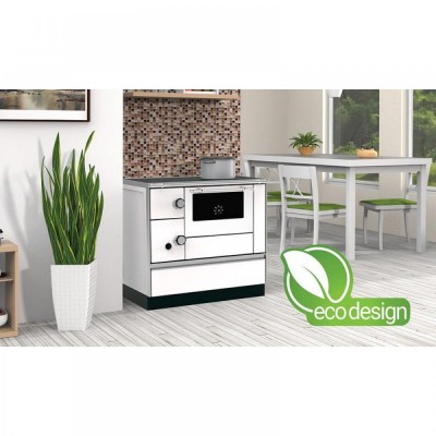 Soba De Gatit Pe Lemne Alfa Plam Alfa 90 H Favorit Alb Dreapta, 6.4kW - Sobe de Gatit pe Lemne