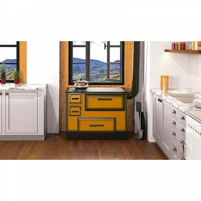 Sobe de Gatit pe Lemne Alfa Plam Alfa 55 Termo Mustard, 5kW - Semineе pe lemne