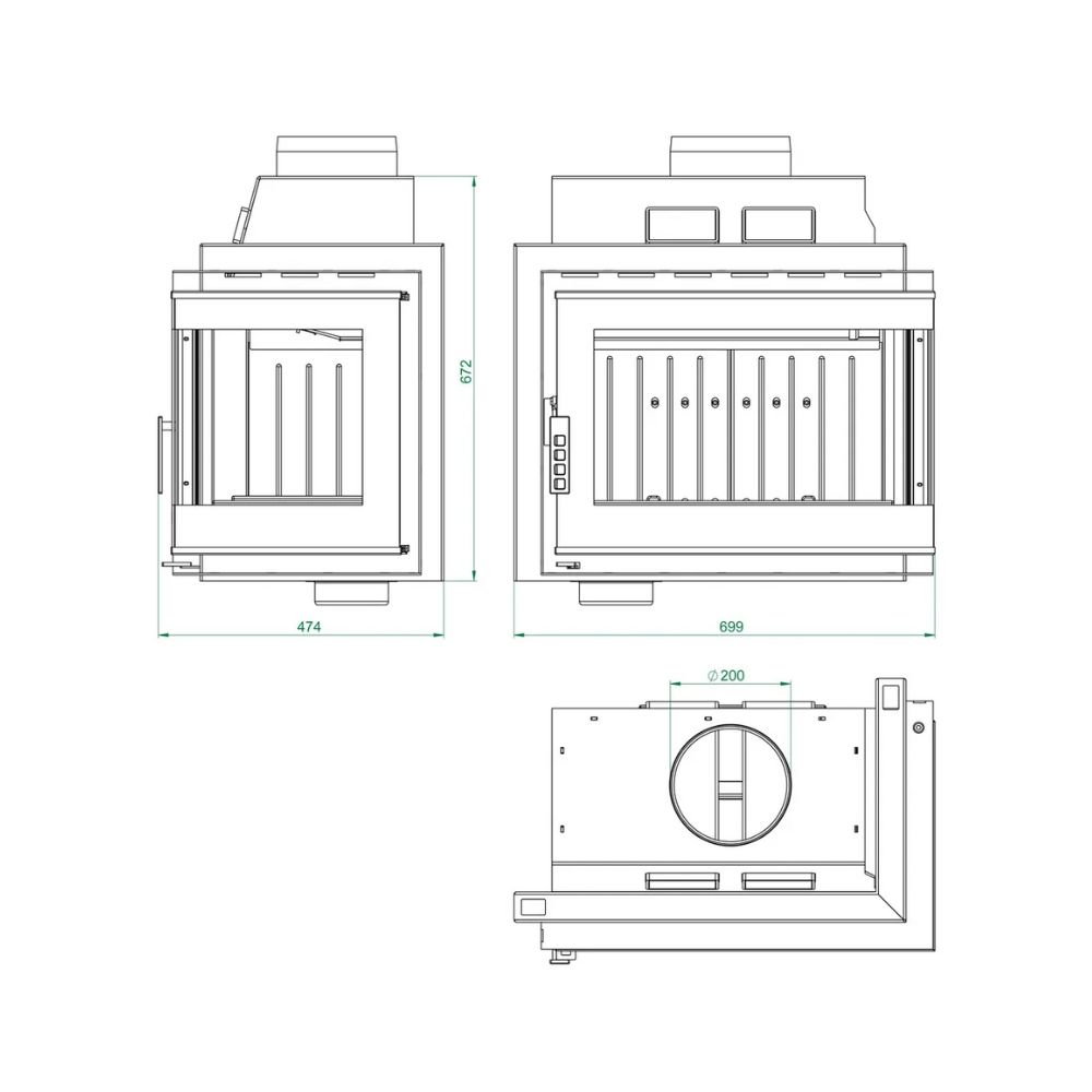 Focar Semineu UNIFLAM 600 DURO S cu alimentare cu aer, partea stângă, 11 kW | Focare Seminee Pe Lemne | Focare Seminee |