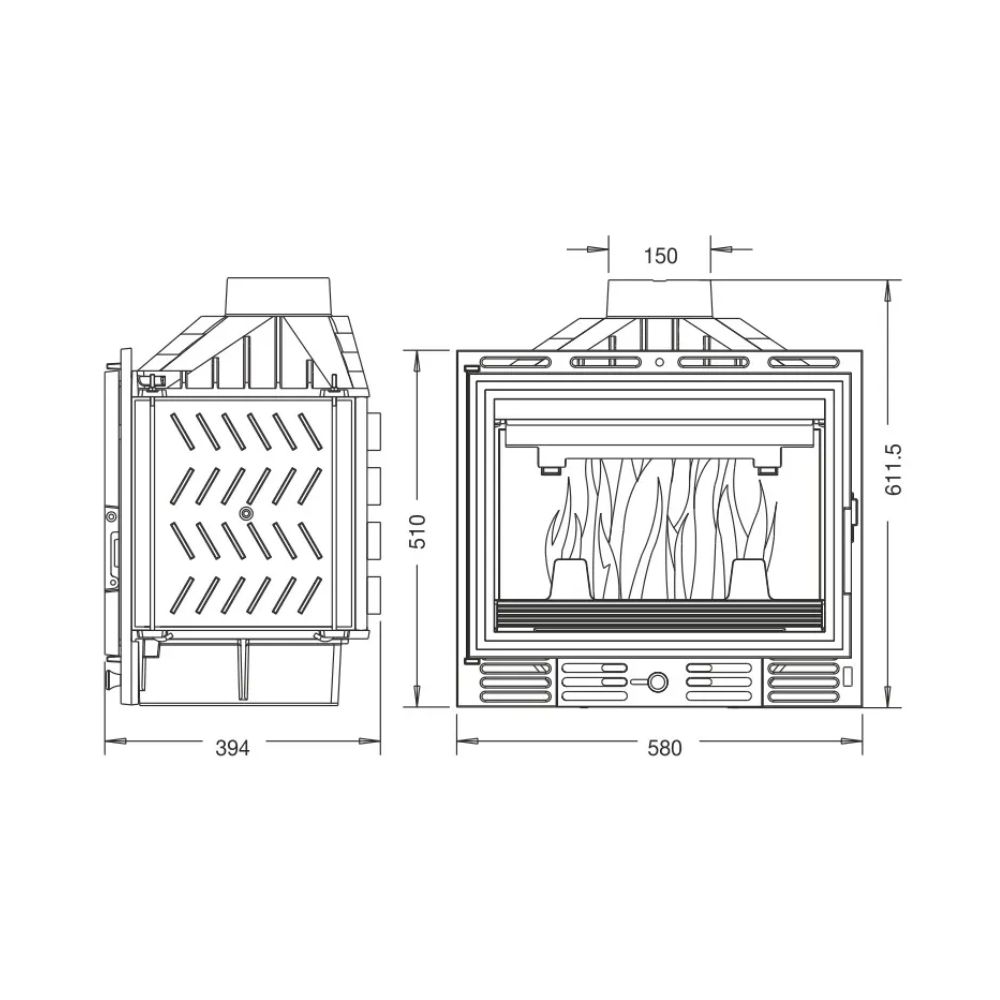 Focar Semineu UNIFLAM 600 ECO cu clapetă, 8 kW | Focare Seminee Pe Lemne | Focare Seminee |