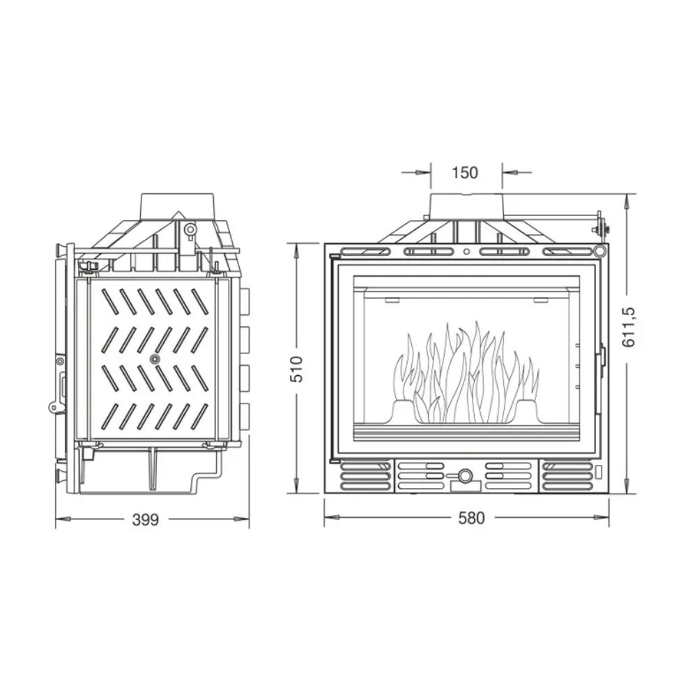 Focar Semineu UNIFLAM 600 PLUS ECO cu clapetă și alimentare cu aer, 8 kW | Focare Seminee din Fonta | Focare Seminee |
