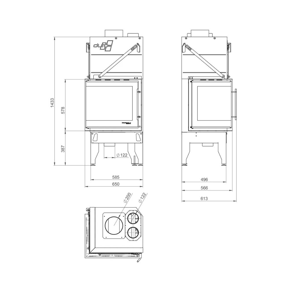Focar Semineu UNIFLAM 660 DURO cu conducte de aer și alimentare cu aer, partea dreaptă, 10 kW | Focare Seminee Pe Lemne | Focare Seminee |