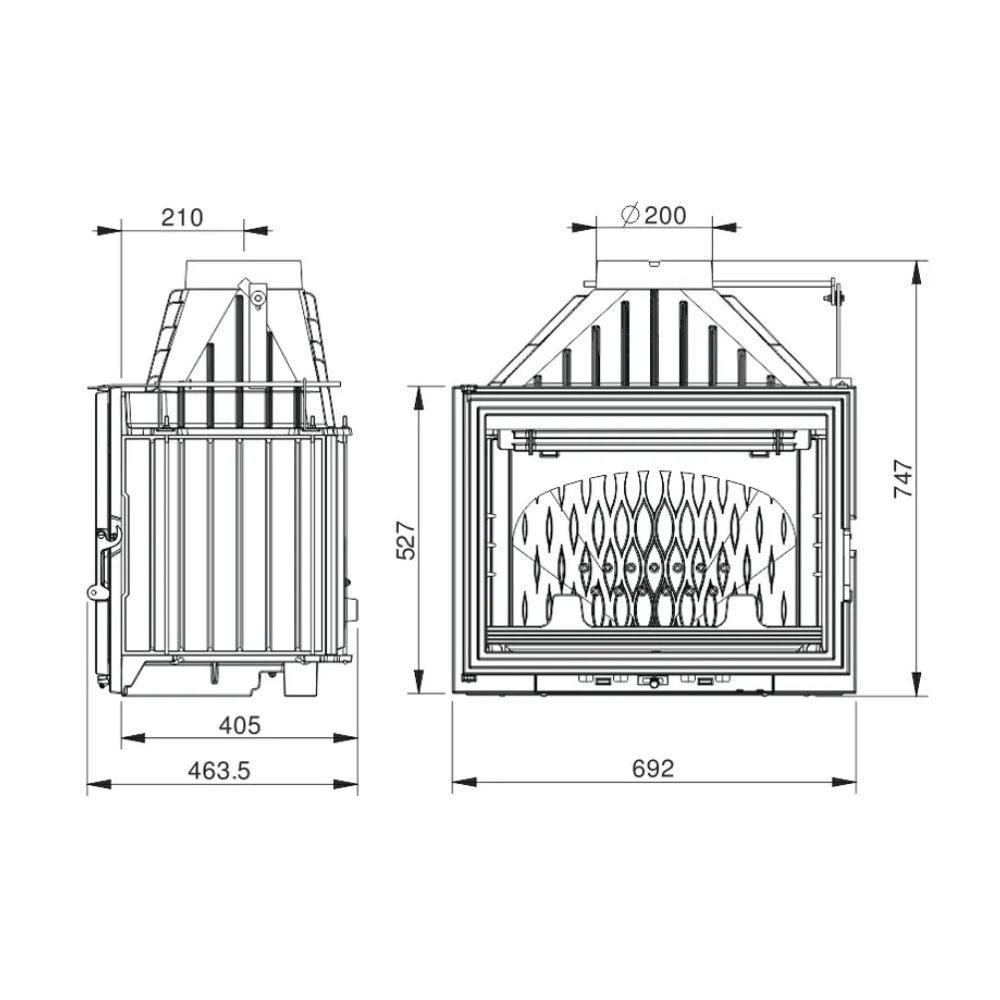 Focar Semineu UNIFLAM 700 LUX ECO cu clapetă, 12 kW | Focare Seminee Pe Lemne | Focare Seminee |