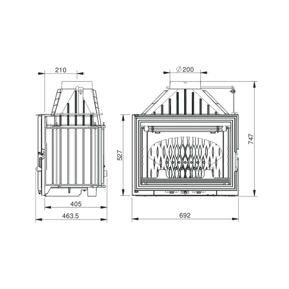 Focar Semineu UNIFLAM 700 LUX ECO cu clapetă și alimentare cu aer, 12 kW | Focare Seminee Pe Lemne | Focare Seminee |