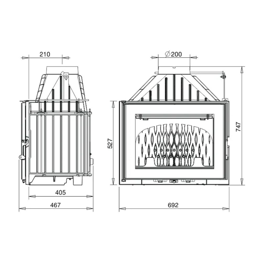 Focar Semineu UNIFLAM 700 PLUS ECO cu clapetă și alimentare cu aer, 12 kW | Focare Seminee Pe Lemne | Focare Seminee |