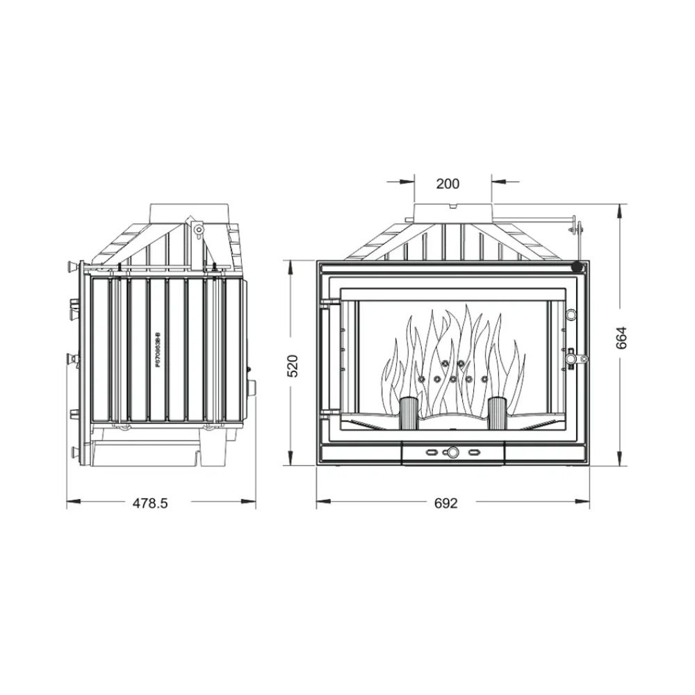 Focar Semineu UNIFLAM 700 STANDARD ECO cu clapetă, 10 kW | Focare Seminee Pe Lemne | Focare Seminee |