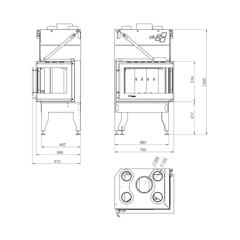 Focar Semineu UNIFLAM 760 DURO cu conducte de aer și alimentare cu aer, partea stângă, 10,8 kW | Focare Seminee Pe Lemne | Focare Seminee |