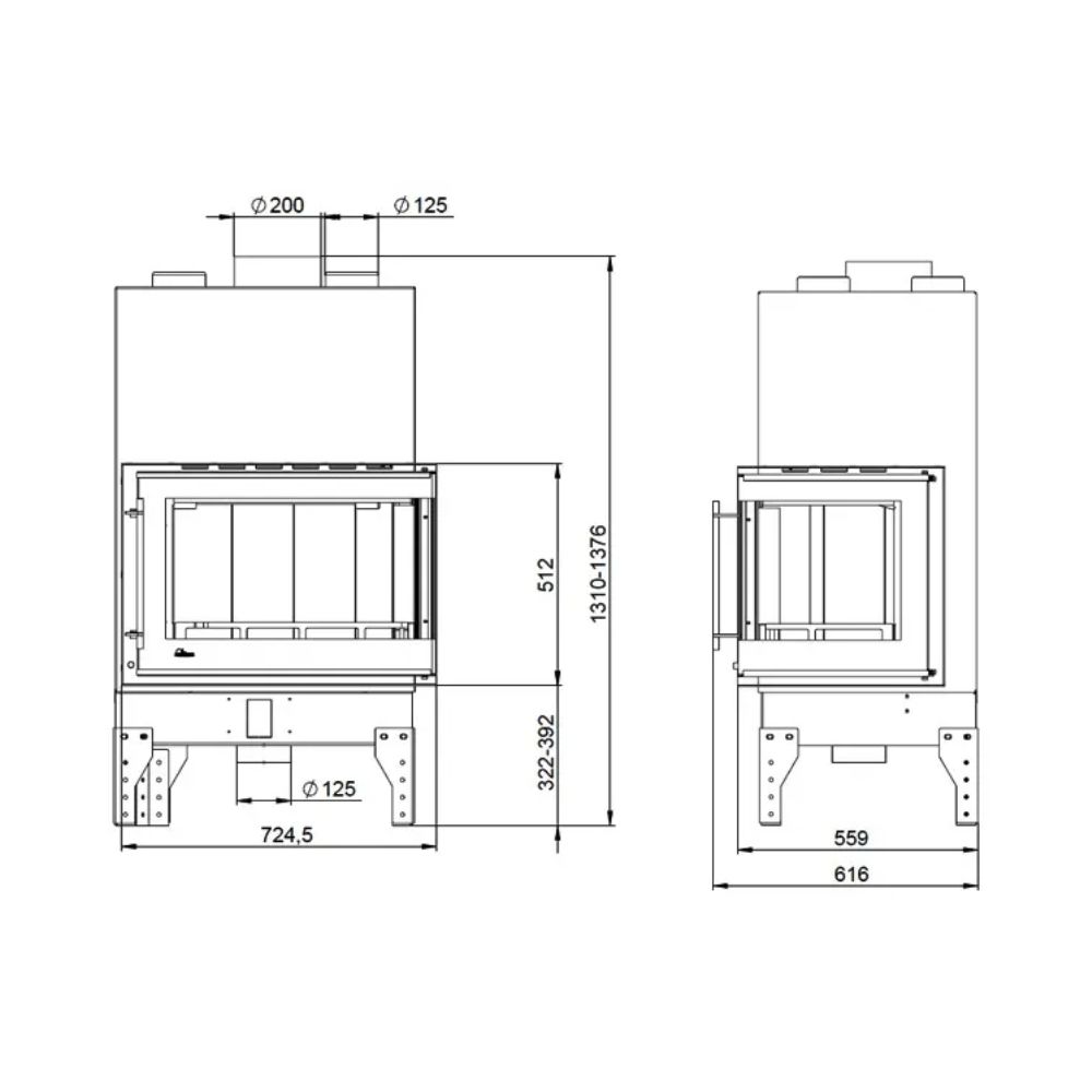 Focar Semineu UNIFLAM 760 EVO PBS cu conducte de aer și alimentare cu aer, sticlă curbată, partea stângă, 10 kW | Focare Seminee Pe Lemne | Focare Seminee |