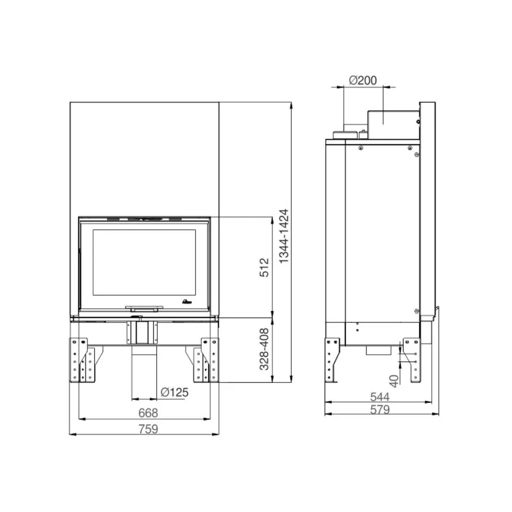 Focar Semineu UNIFLAM 760 EVO cu ușă culisantă și alimentare cu aer, 11 kW | Focare Seminee Pe Lemne | Focare Seminee |