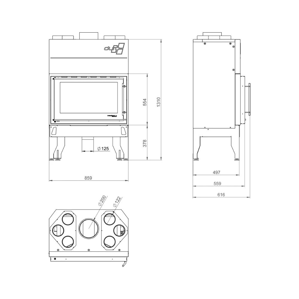 Focar Semineu UNIFLAM 860 DURO cu conducte de aer și alimentare cu aer, 13 kW | Focare Seminee Pe Lemne | Focare Seminee |