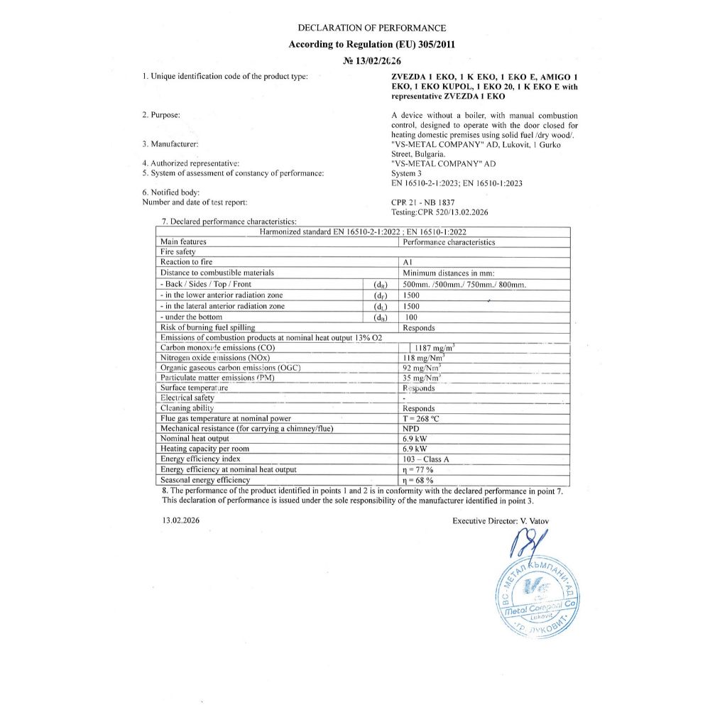 Semineu pe lemne / Soba Pe Lemne Zvezda 1 Eko, 6.9kW | Sobe pe Lemne | Semineе pe lemne |