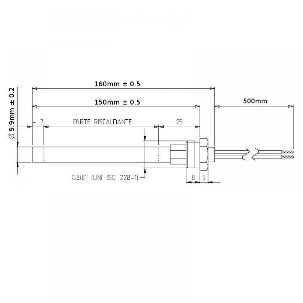 Rezistenta aprindere pentru sobe pe peleți Ungaro, Vibrok, Lincar, lungime totală 160mm, 300W | Rezistenta aprindere peleti | Piese schimb sobe peleti |
