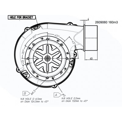 Ventilator pentru extragerea fumului 162m³/h 57W 310Pa - Ventilatoare și suflante sobe peleti