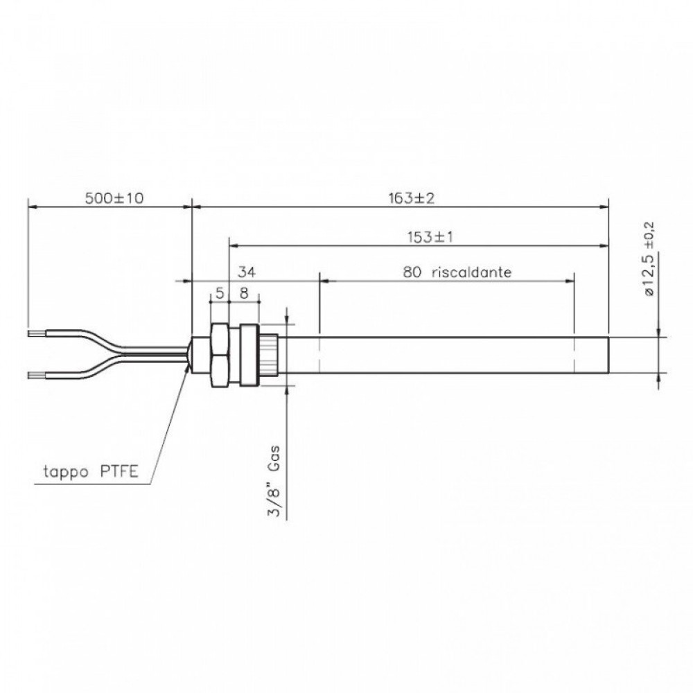 Rezistenta aprindere pentru sobe pe peleti Pyros, Naturaline, Whitfield, lungime totala 163mm, 330W | Rezistenta aprindere peleti | Piese schimb sobe peleti |
