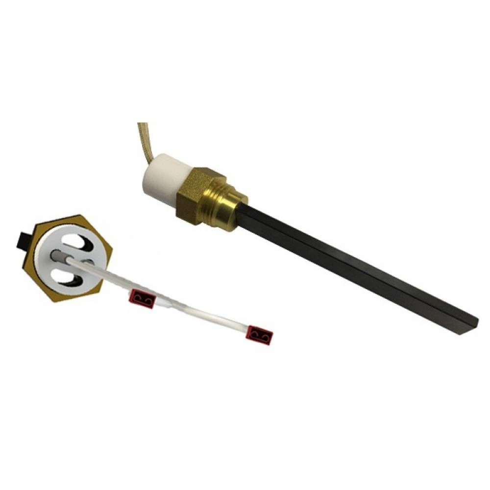Rezistenta aprindere cu cristal de cuarț negru pentru sobe pe peleți Eco Spar, BURNiT, Whitfield, Lennox, lungime totală 123mm, 400W | Rezistenta aprindere peleti | Piese schimb sobe peleti |