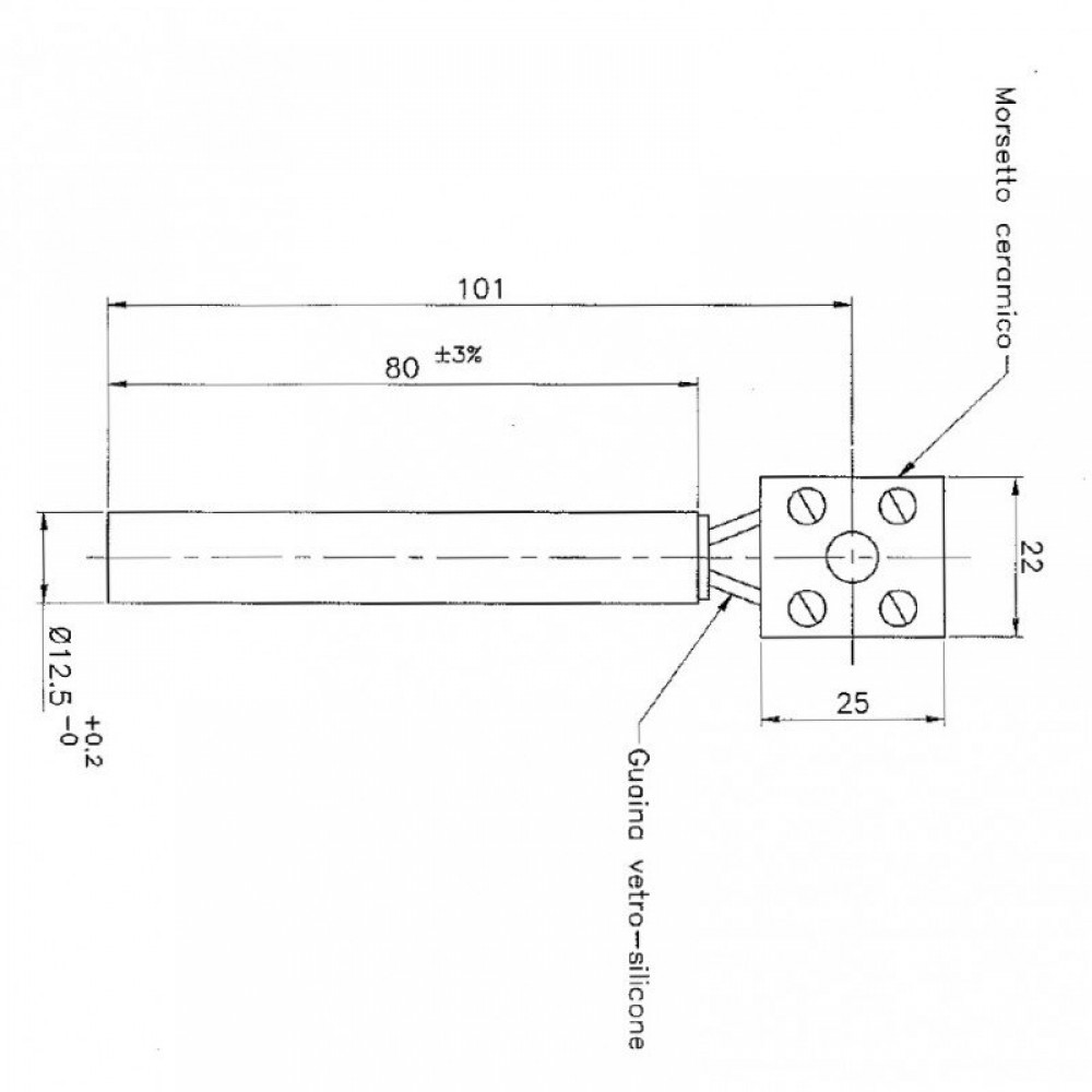 Rezistenta aprindere pentru sobe pe peleti Eurofiamma, Arce, lungime 80mm, 250W | Rezistenta aprindere peleti | Piese schimb sobe peleti |