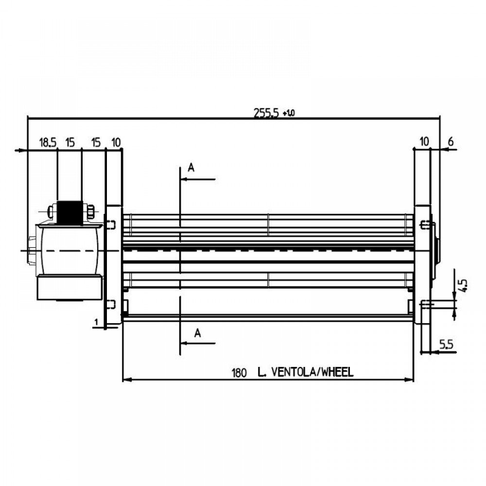 Ventilator tangențial Fergas pentru sobele Sideros, cu Ø45 mm, Flux  92 m³/h | Ventilatoare și suflante sobe peleti | Piese schimb sobe peleti |