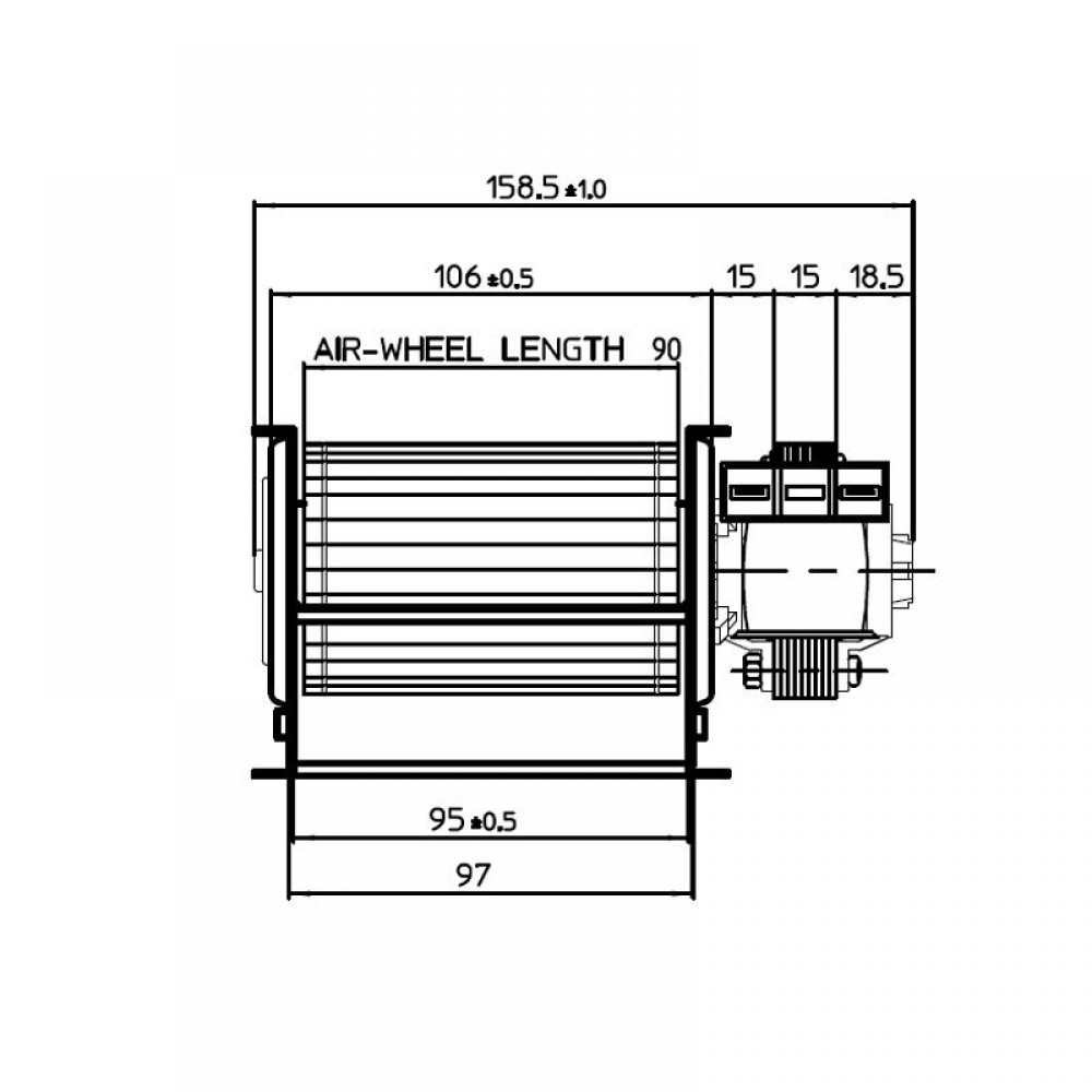 Ventilator tangențial cu Ø60 mm, Flux 70 m³/h | Ventilatoare | Piese de Schimb Seminee Peleti |