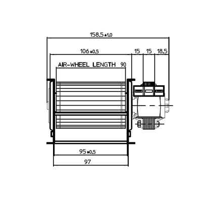 Ventilator tangențial cu Ø60 mm, Flux 80 m³/h - Fergas