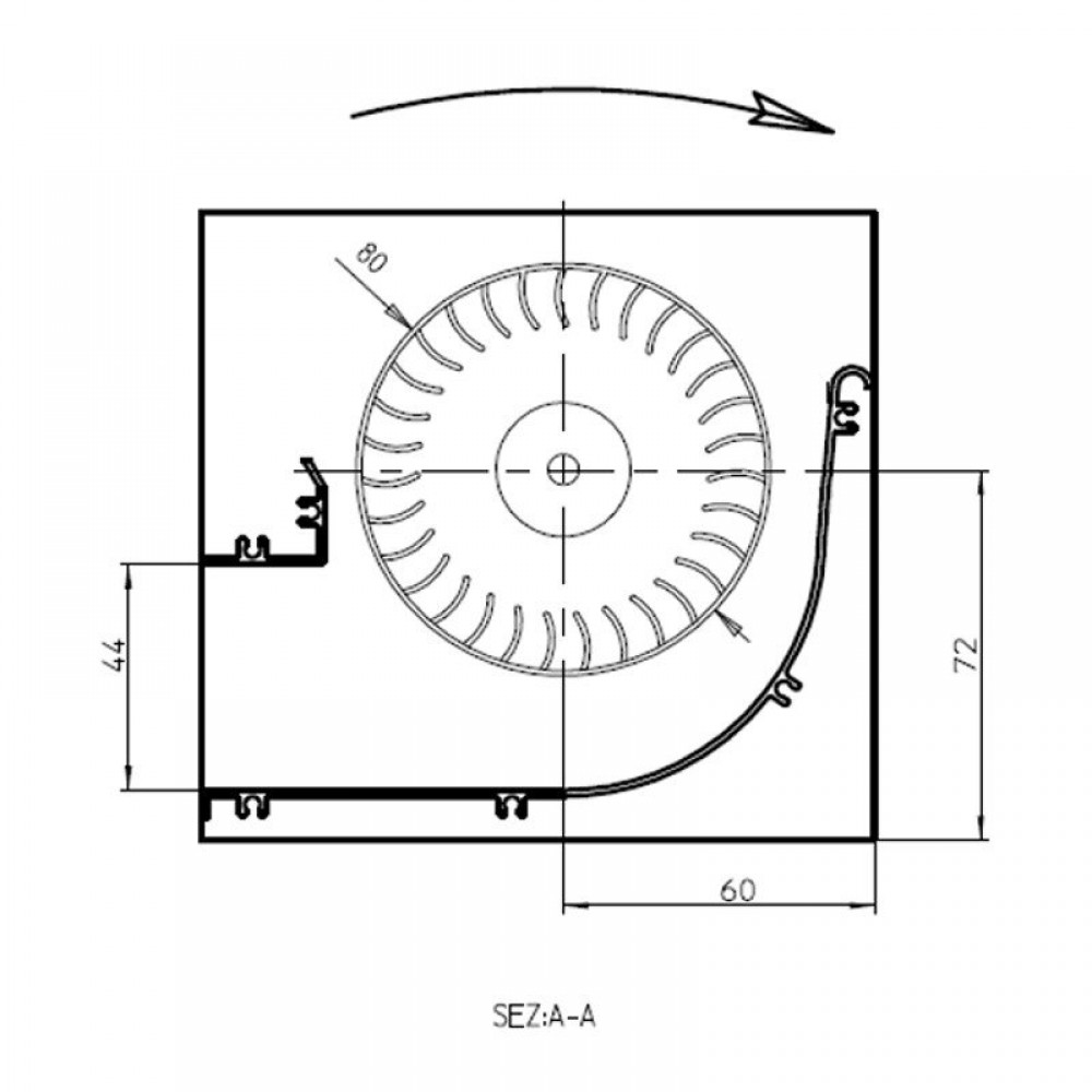 Ventilator tangențial cu Ø80 mm Fergas, Flux 305 m³/h | Ventilatoare | Piese de Schimb Seminee Peleti |