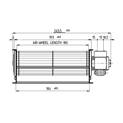 Ventilator tangențial cu Ø60 mm, Flux 127 m³/h - Fergas