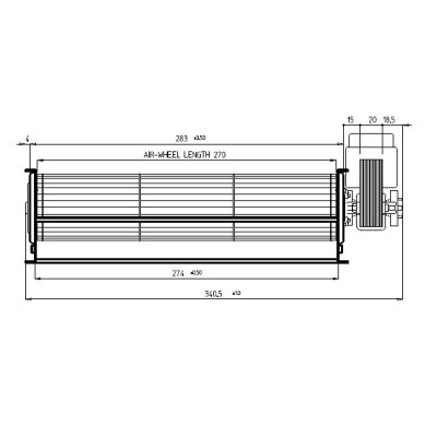 Ventilator tangențial cu Ø60 mm, Flux 140 m³/h - Fergas
