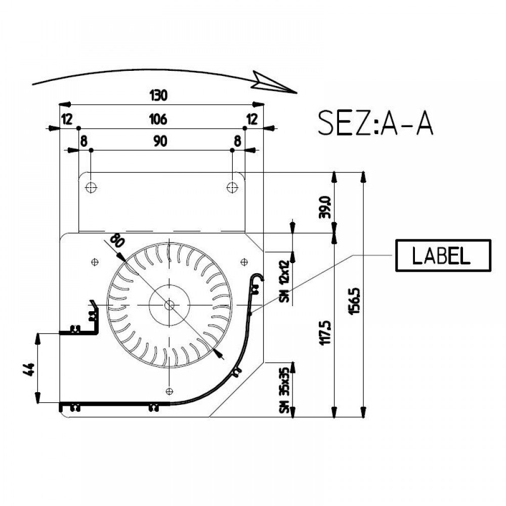 Ventilator tangențial Ø80 mm pentru sobele Edilkamin, Flux 485 m³/h | Ventilatoare | Piese de Schimb Seminee Peleti |