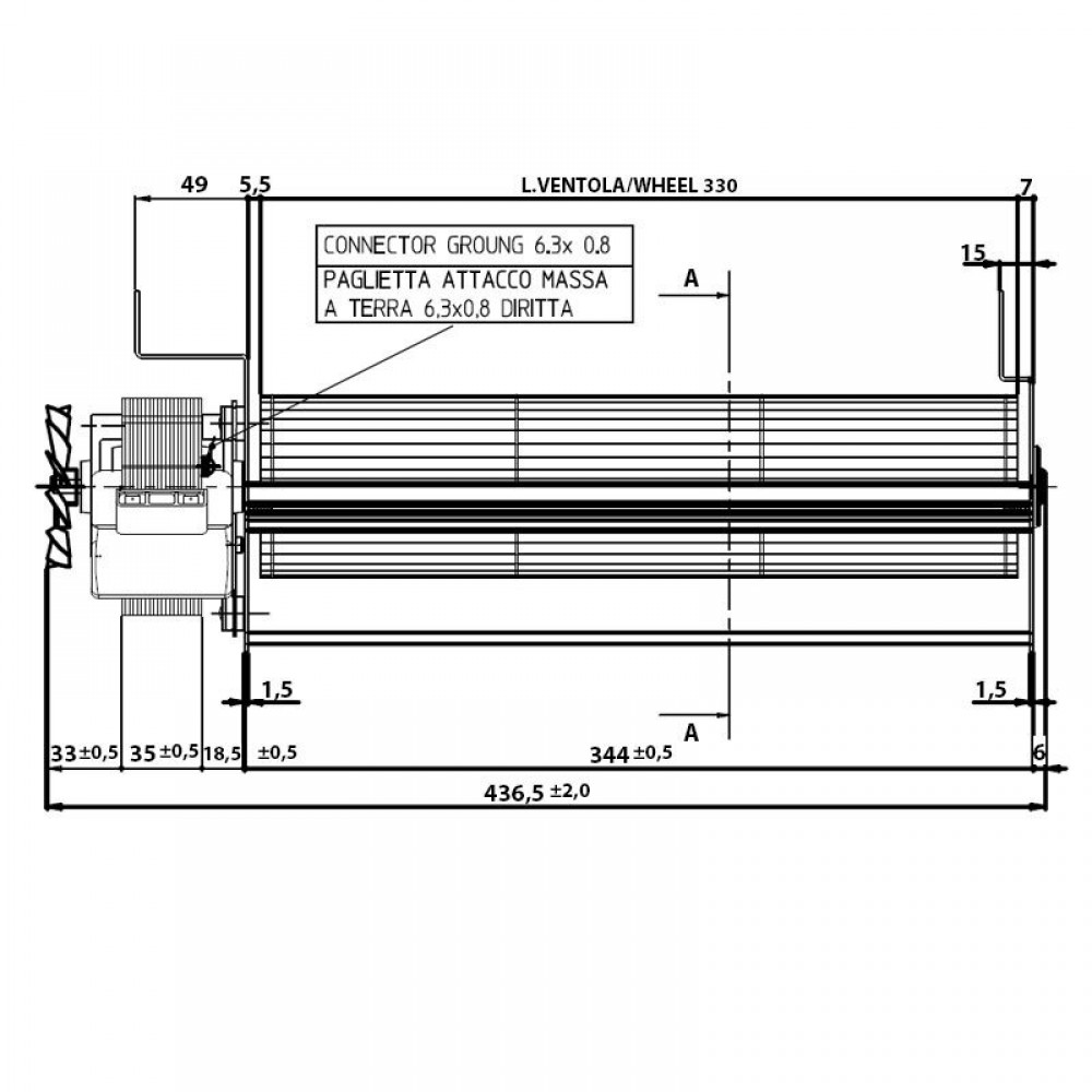 Ventilator tangențial Ø80 mm Fergas pentru sobele Edilkamin, Flux 410 m³/h | Ventilatoare | Piese de Schimb Seminee Peleti |