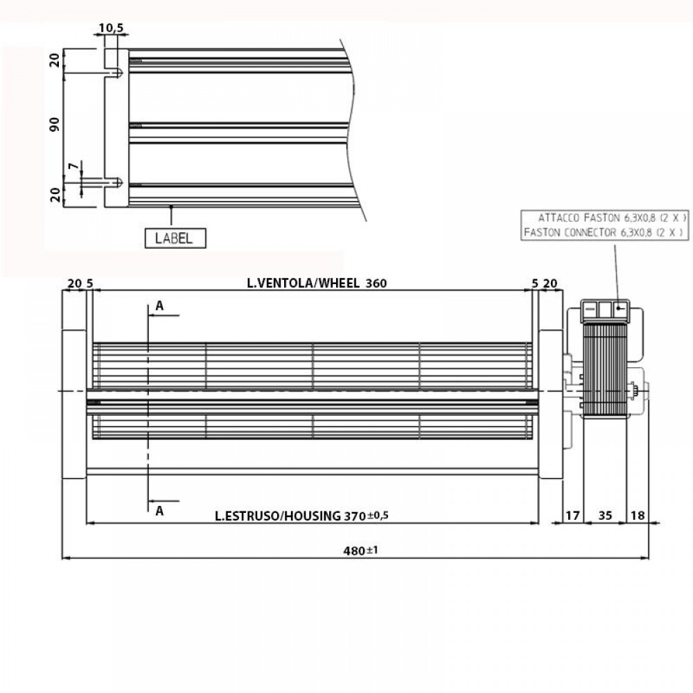 Ventilator tangențial pentru sobele Eva Calor, Prisma, Ø80 mm, Flux 251-302 m³/h | Piese schimb sobe peleti |  |