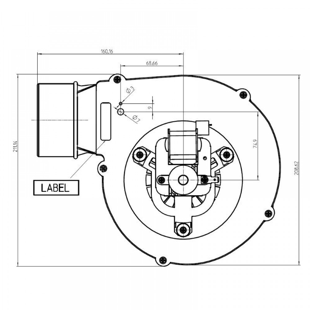 Extractor de fum  Fergas pentru sobe pe peleti Ecoteck, Ferroli, Edilkamin, MCZ, Palazzetti, Ravelli, Royal, debit maxim de aer 132 m³/h | Piese schimb sobe peleti |  |