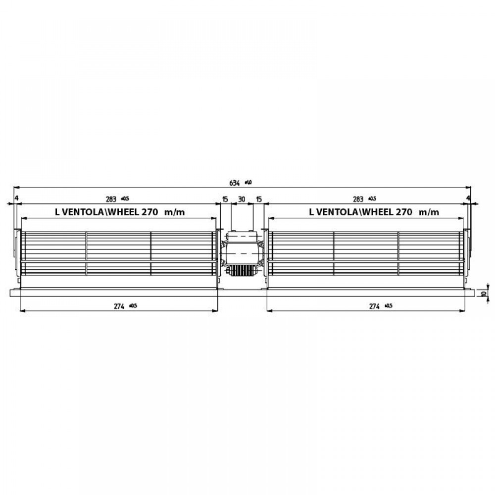 Ventilator cross-flow dublu Fergas pentru sobele Edilkamin, Ecoteck, Ravelli, Ø60 mm, flux 248 m³/h | Ventilatoare și suflante sobe peleti | Piese schimb sobe peleti |