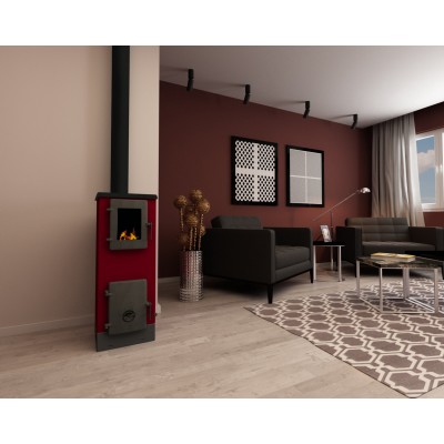 Semineu pe lemne / Soba Pe Lemne Alfa Plam Vulkan S Roșu, 4kW - Compară produse
